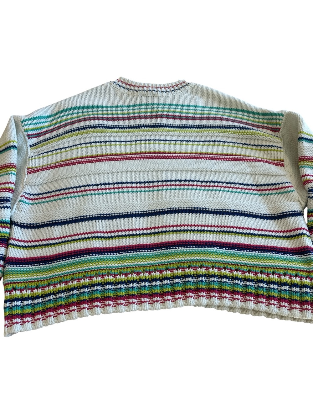 Anthropologie Maeve Multicolor Striped Crewneck Cable Knit Sweater - Picture 8 of 9